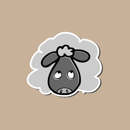 Sheep drawing cartoon sticker padのイラスト素材
