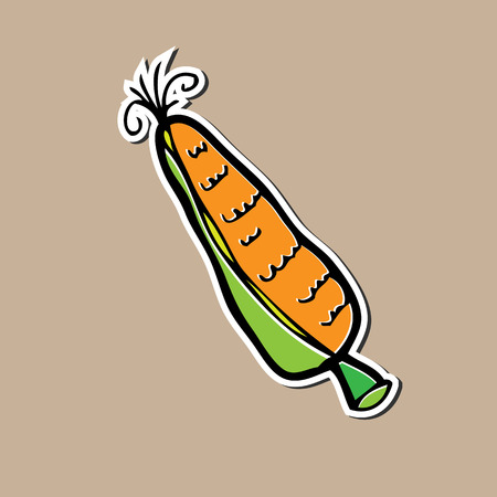 Corn sticker cartoon drawing iconのイラスト素材