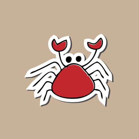 Crab sticker cartoon drawing iconのイラスト素材