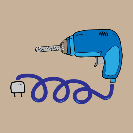 Electronic drill technician tool cartoonのイラスト素材