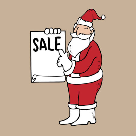 Santa holding blank sheet of saleのイラスト素材