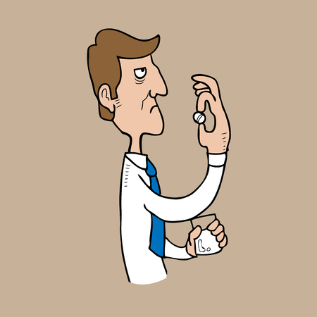 Anxiety businessman taking sleeping pillのイラスト素材