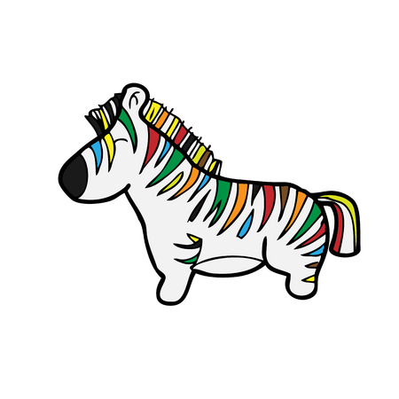 Zebra colorful cartoon doodle characterのイラスト素材