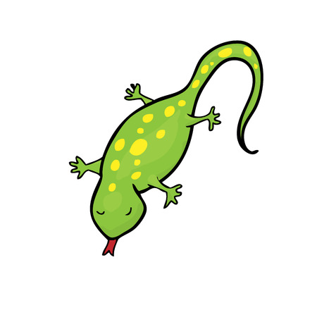 Gecko on wall cartoon vectorのイラスト素材