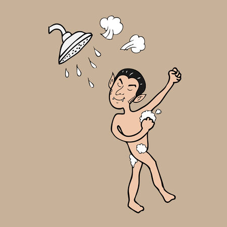 Shower vampire Halloween cartoon vectorのイラスト素材