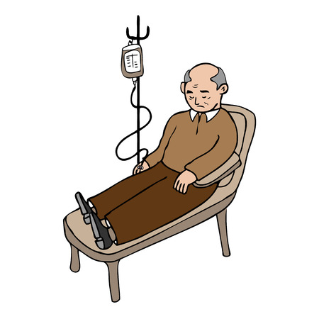 Old man treated infusion cartoon vectorのイラスト素材