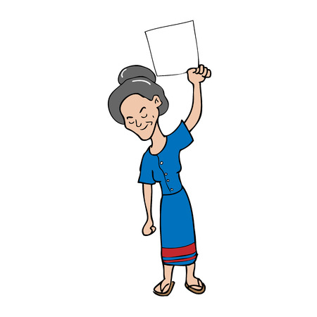 Old woman blank sheet cartoon vectorのイラスト素材