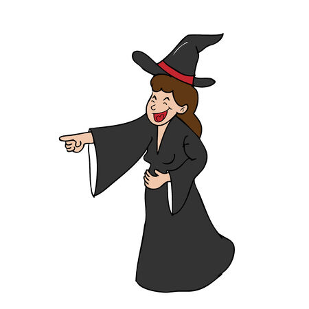 Witch laughing pointing cartoon vectorのイラスト素材