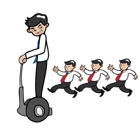 Businessman moves faster by segway cartoon vectorのイラスト素材