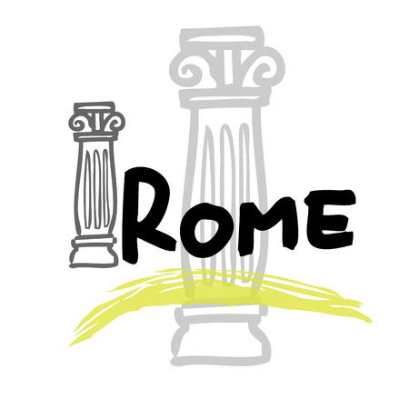 Rome travel poster cartoon vectorのイラスト素材