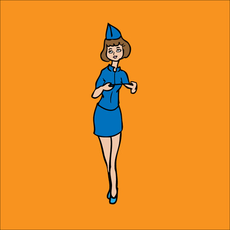 Air hostess service cartoon vectorのイラスト素材