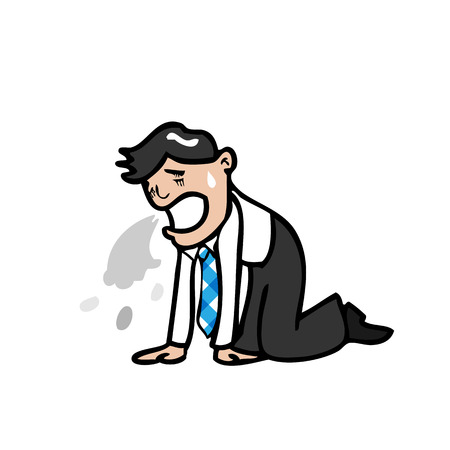 Businessman vomiting by food poisoningのイラスト素材