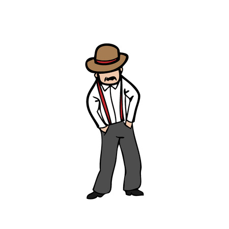 Man dresses with suspender cartoon vectorのイラスト素材
