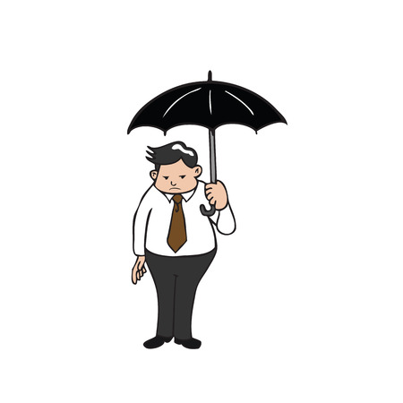 Businessman holds umbrella cartoon vectorのイラスト素材