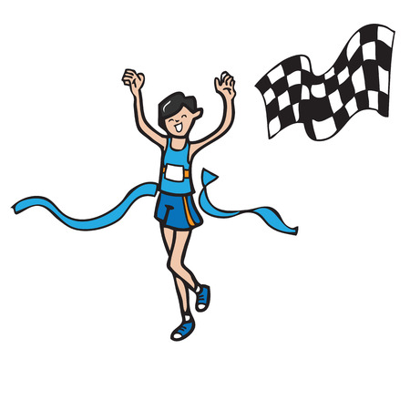 Man running finish line isolated vectorのイラスト素材