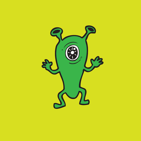 Alien green character cartoon vectorのイラスト素材