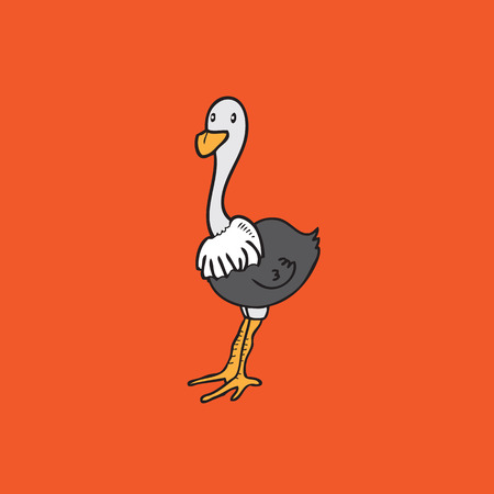 Ostrich character drawing cartoon vectorのイラスト素材