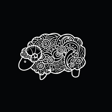 Sheep doodle pattern cartoon vectorのイラスト素材