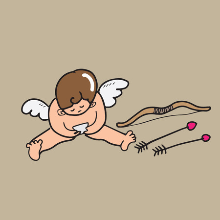 Cupid addicted to mobile phoneのイラスト素材