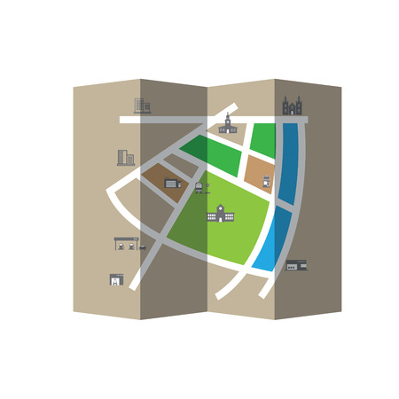 City map road and direction vector foldedのイラスト素材