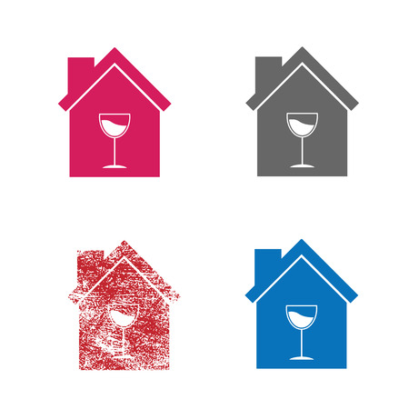 Wine house icon retro vectorのイラスト素材