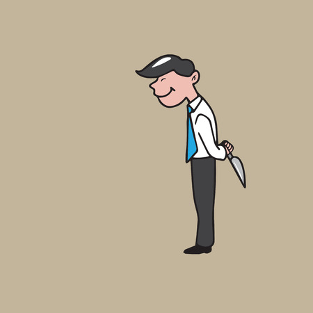 Businessman with knife behind cartoon vectorのイラスト素材
