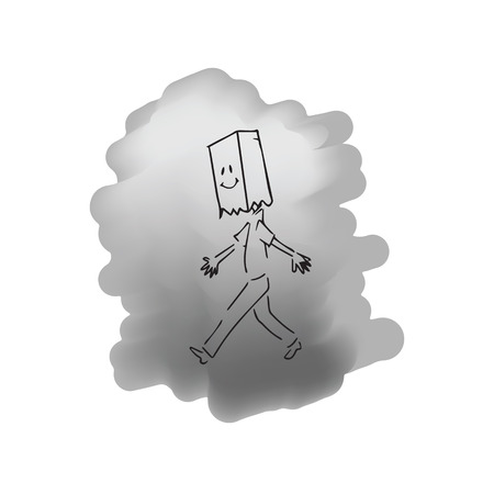 Man hiding face with paper bagのイラスト素材