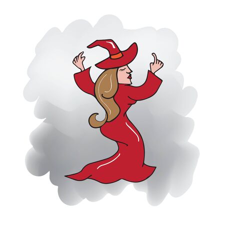 Halloween party red witch dancing のイラスト素材