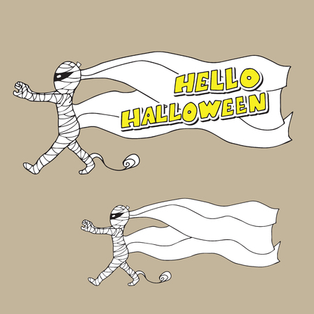 Mummy bandage banner cartoon drawingのイラスト素材