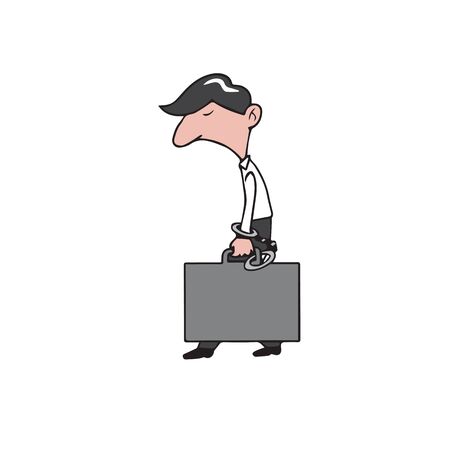 Businessman suitcase and handcuff cartoon drawingのイラスト素材