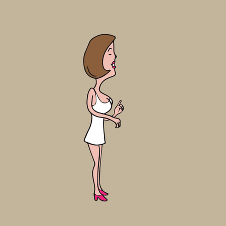 Woman white dress cartoon drawingのイラスト素材