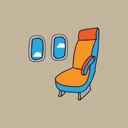 Airplane cabin cartoon drawing vectorのイラスト素材