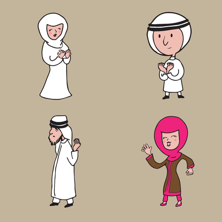 People Character Arabians cartoon drawingのイラスト素材