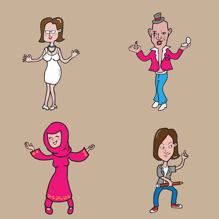 People character woman and gay cartoon drawingのイラスト素材