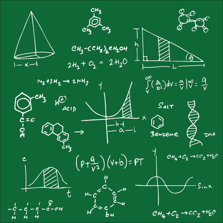 Science equation and structure on blackboardのイラスト素材