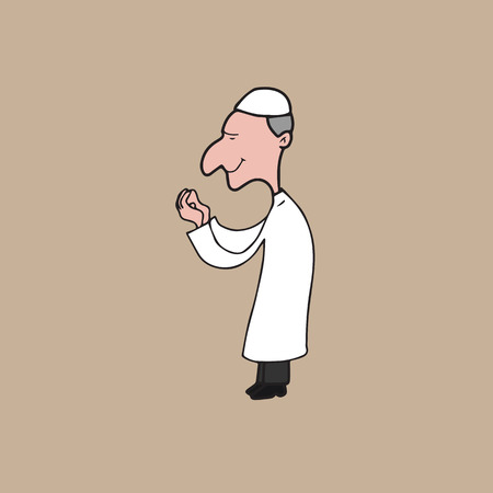 Catholic priest praying cartoon drawingのイラスト素材