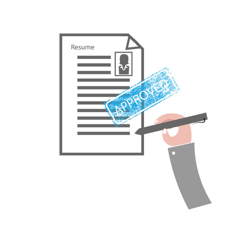 Hand and pen signs approved resumeのイラスト素材