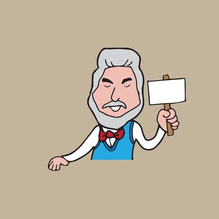 Man protester with blank bannerのイラスト素材