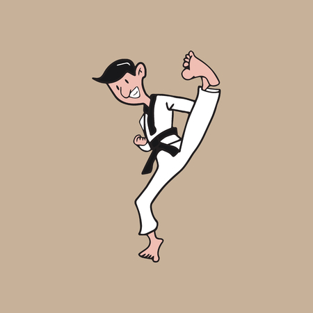 Man martial art cartoon drawingのイラスト素材
