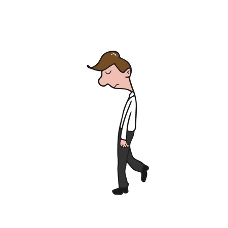 People Man walking cartoon drawingのイラスト素材