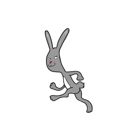 Animal rabbit running cartoon drawing characterのイラスト素材
