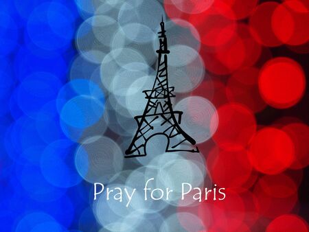 Pray for Paris flag and Eiffelの写真素材