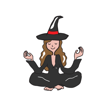 People Halloween witch meditation balanceのイラスト素材