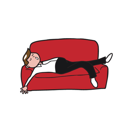 People man sleeping on sofaのイラスト素材