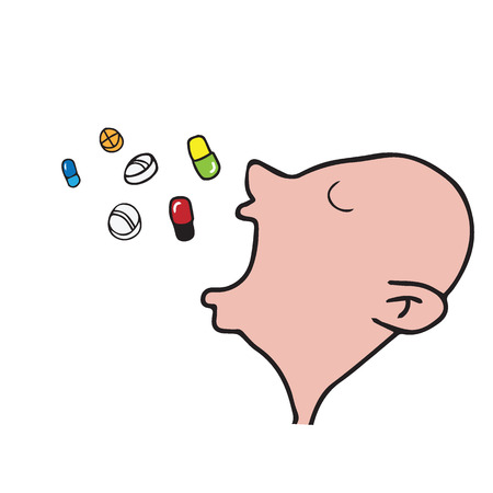 People patient taking medicines cartoon drawingのイラスト素材
