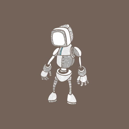 Technology monitor robot cartoon drawingのイラスト素材