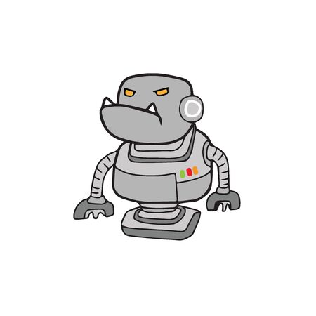 Technology robot cartoon drawing stampのイラスト素材