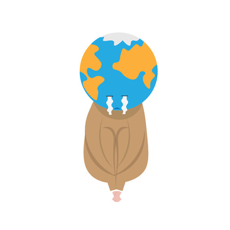 Earth crying sit and hug his kneesのイラスト素材