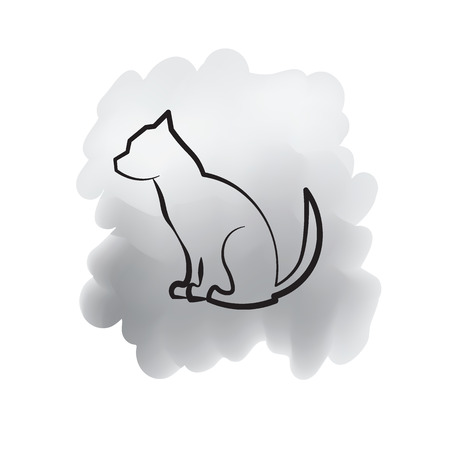 Dog line drawing on painted backgroundのイラスト素材