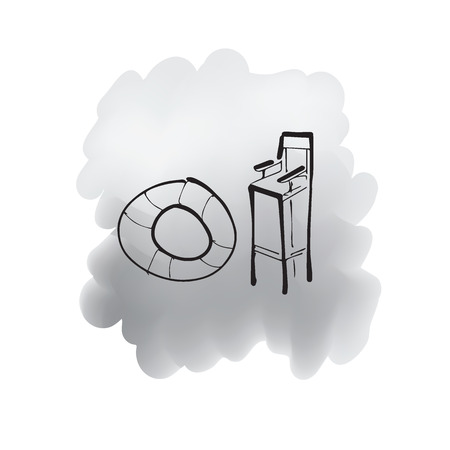 Life guard chair and buoy iconsのイラスト素材